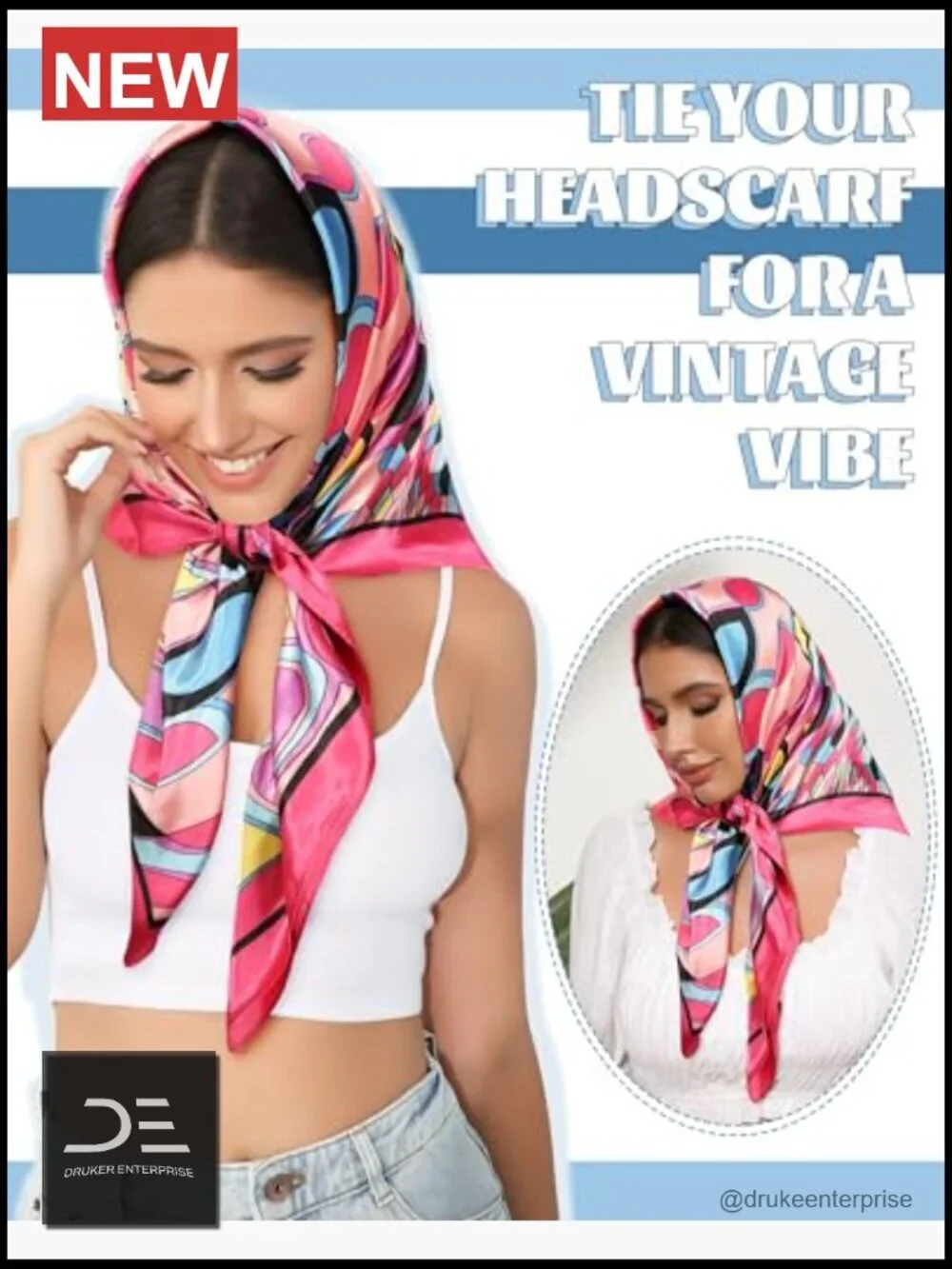 3 Pack Large Square Satin Head Scarf - Silk Feel Bandana Hair Wrap